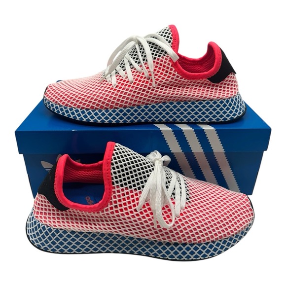 Adidas Deerupt Runner Running Shoes Mens Sz 7 Solar Red/Bluebird Sneakers CQ2624 - Picture 1 of 10